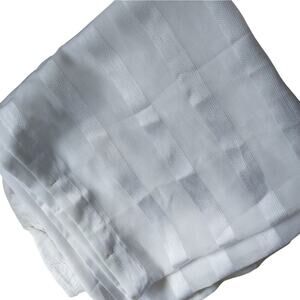 FRESH, AIRY WHITEST WHITE SHEER RIBBON HORIZONTAL STRIPED FABRIC SHOWER CURTAIN!